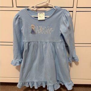 Elsa Adeline Embroidered Kids Dress with Ruffle Hem